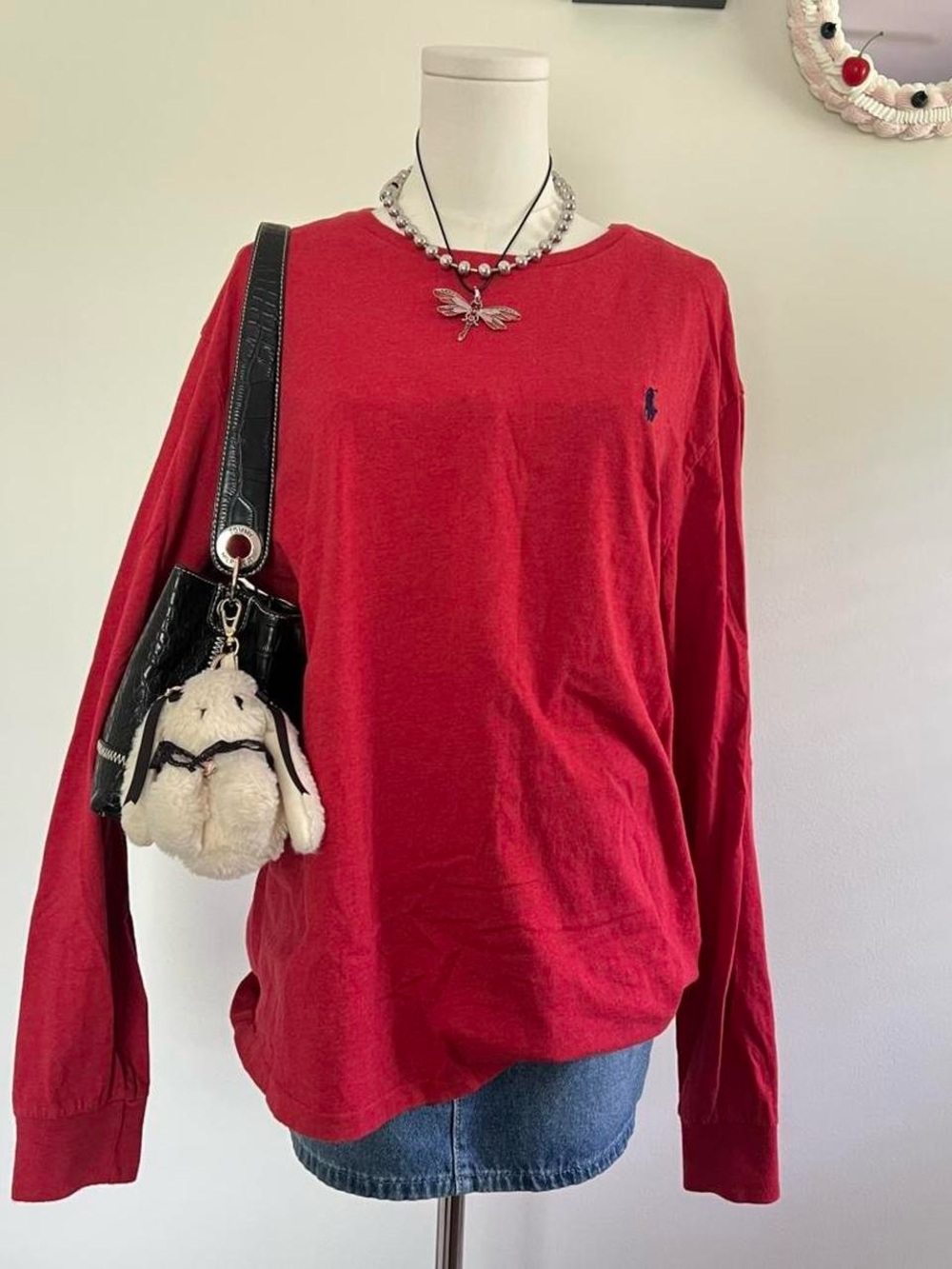 Polo by Ralph Lauren Red Long-Sleeve Crewneck Tee